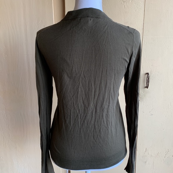 J Crew size S olive green cardigan with silk pockets - Picture 5 of 8